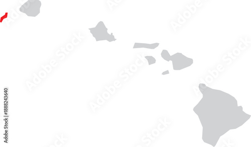 Niihau Island Location Higlighted on Map of Hawaii State of USA Vector Design