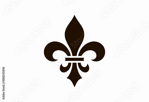 Elegant Symbolic Representation of a Fleur-de-lis Emblem Illustrating Traditional Design with Rich Historical and Artistic Significance in Black on White Background
