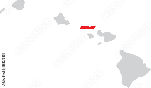 Molokai Island Location Higlighted on Map of Hawaii State of USA Vector Design