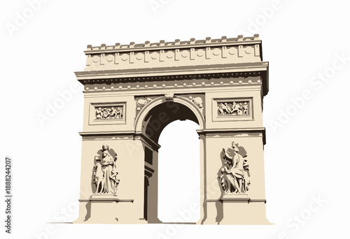 A Grand Architectural Archway Featuring Detailed Sculptures and Ornamental Designs on a Classical Monument with Historical Significance