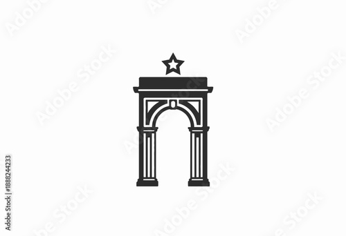 Illustration of a historic architectural arch with classical design featuring a star symbol on top, representing timeless elegance and structural artistry