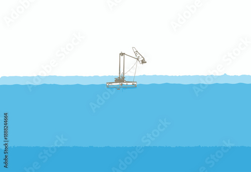 Remote-Controlled Watercraft with Advanced Equipment Engaged in Calm Water Operations Under a Clear Sky