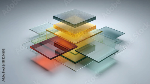 Transparency overlay stratification system revealing layered accountability through semi-transparent planes, controlled opacity levels, alignment rules, and audit-friendly visibility
