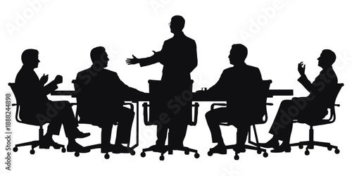 Business people silhouettes in office and work settings