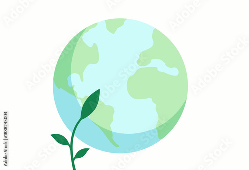 Illustration of a Green Earth Symbolizing Environmental Conservation with a Emerging Plant Growing as an Emblem of Sustainability Initiatives