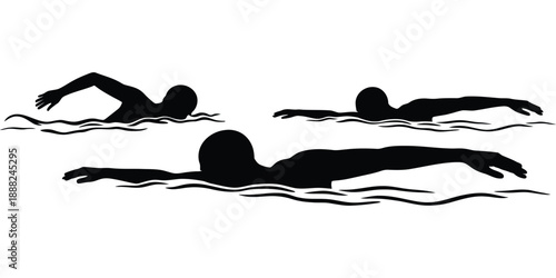 Silhouette vector illustration of dolphins swimming in the sea