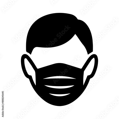 Person Wearing Face Mask Black Icon.