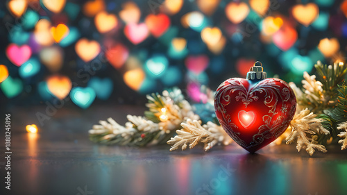red decorative heart. Valentine's Day. love and romance concept. illustration	