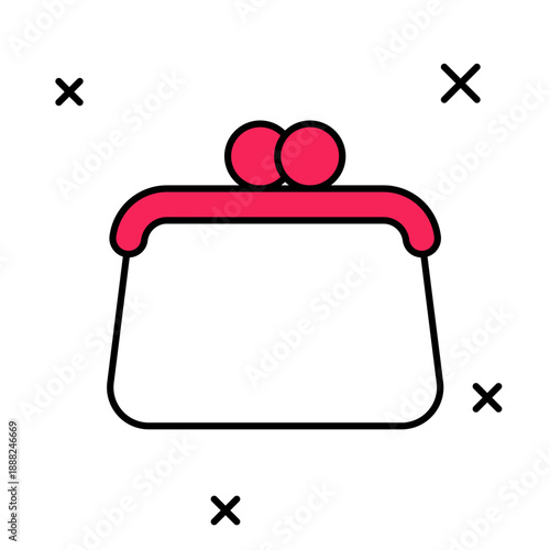 Filled outline Handbag icon isolated on white background. Female handbag sign. Glamour casual baggage symbol. Vector