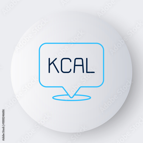 Line Kcal icon isolated on isolated on white background. Health food. Colorful outline concept. Vector
