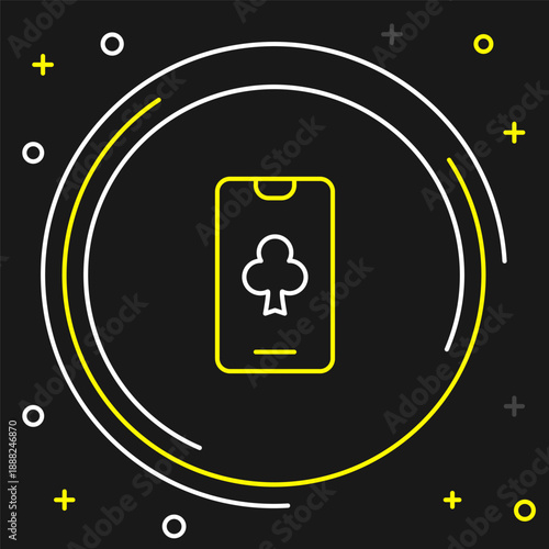 Line Online poker table game icon isolated on black background. Online casino. Colorful outline concept. Vector