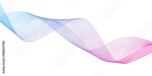 Vector illustration of a wavy pink ribbon design with a light blue motion swirl element isolated on a white background wallpaper pattern