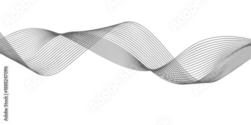 Black satin silk ribbon isolated on a white background features a wavy pattern and elegant vector design with curved lines to create a professional business wallpaper texture or backdrop element