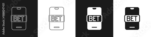Set Online sports betting icon isolated on black and white background. Sport bet bookmaker. Betting online make money. Vector