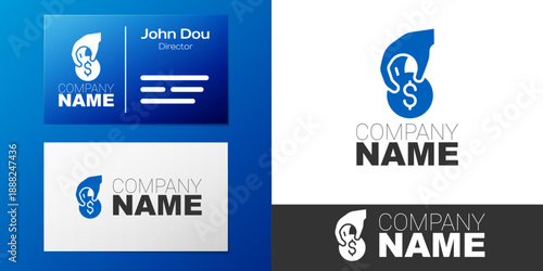 Logotype Hand holding casino chips icon isolated on white background. Casino gambling. Logo design template element. Vector