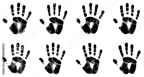 Vector illustration featuring handprints and footprints, symbolizing childhood, creativity, family, and human touch.