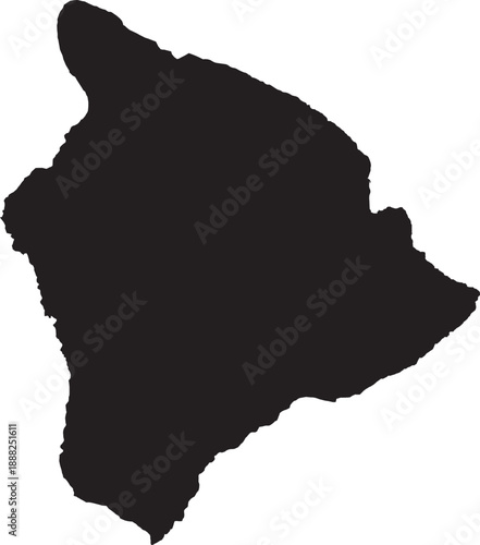 Map of The Big Island of Hawaii Isolated Silhouette Vector