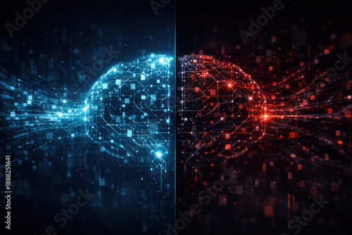 Split-screen AI security concept showing trustworthy model versus poisoned AI, clean structure against hidden threat