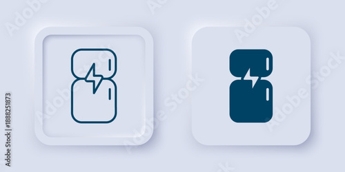 Filled and outline Refrigerator icon isolated on grey background. Fridge freezer refrigerator. Household tech and appliances. Square button. Vector