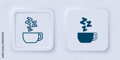 Filled and outline Chamomile tea icon isolated on grey background. A useful therapeutic drink from flowers of chamomile medicinal. Square button. Vector