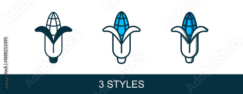 Filled outline Corn icon isolated on white background. Vector