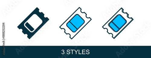 Filled outline Circus ticket icon isolated on white background. Amusement park. Vector