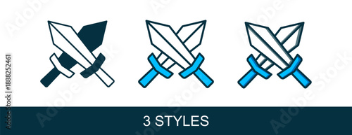 Filled outline Sword for game icon isolated on white background. Vector