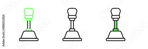 Set line Gear shifter icon isolated on white background. Manual transmission icon. Vector