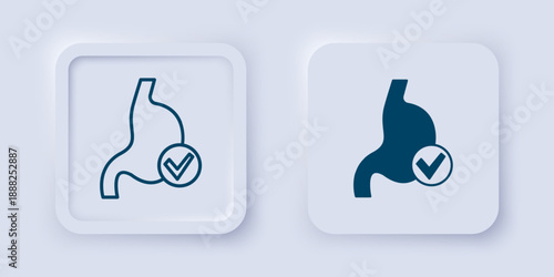 Filled and outline Human stomach health icon isolated on grey background. Square button. Vector