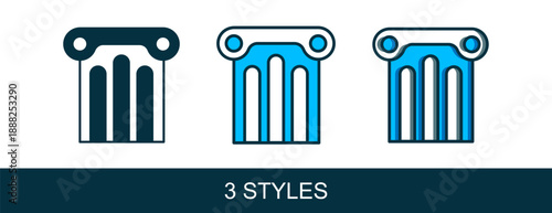 Filled outline Ancient column icon isolated on white background. Vector