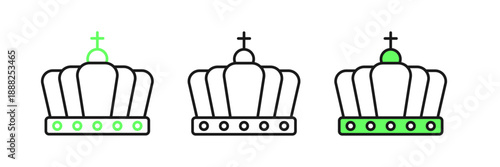 Set line King crown icon isolated on white background. Vector
