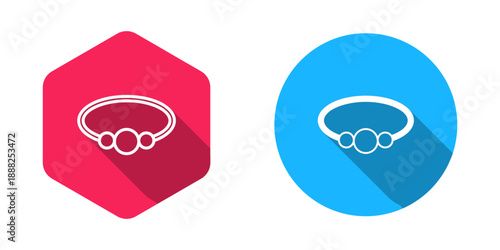 Filled and outline Bracelet jewelry icon isolated with long shadow background. Bangle sign. Vector