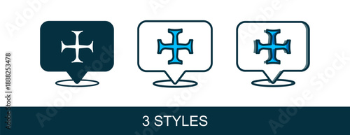 Filled outline Crusade icon isolated on white background. Vector