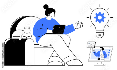 Remote work concept. Remote work with modern collaboration tools and virtual communication . Remote work supporting productivity, innovation, and flexibility. For technology, collaboration