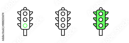 Set line Traffic light icon isolated on white background. Vector