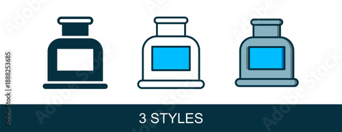 Filled outline Inkwell icon isolated on white background. Vector