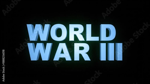 World war iii text animation on black background for dramatic effect