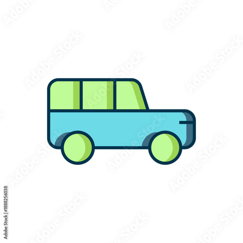 Filled outline Safari car icon isolated on white background. Flat filled outline style with shadow. Vector