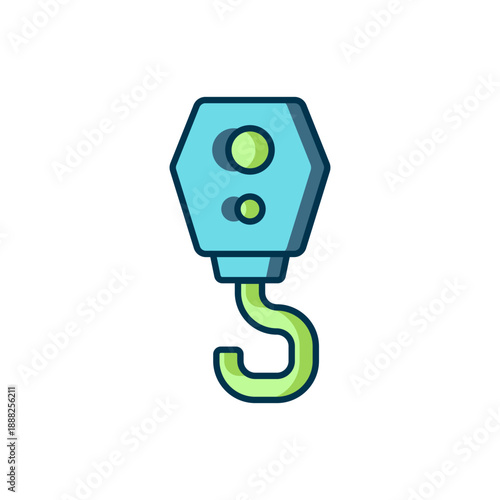 Filled outline Crane hook icon isolated on white background. Industrial hook icon. Flat filled outline style with shadow. Vector