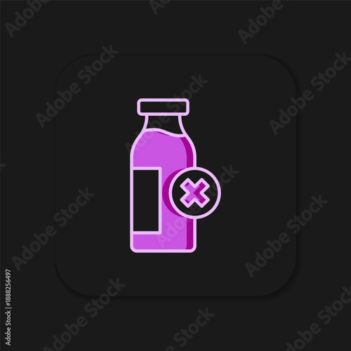 Filled outline Lactose intolerance icon isolated on black background. Not allow milk. Allergy concept, lactose intolerance allergy warning sign. Flat filled outline style with shadow. Vector