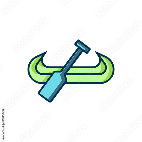 Filled outline Kayak and paddle icon isolated on white background. Kayak and canoe for fishing and tourism. Outdoor activities. Flat filled outline style with shadow. Vector