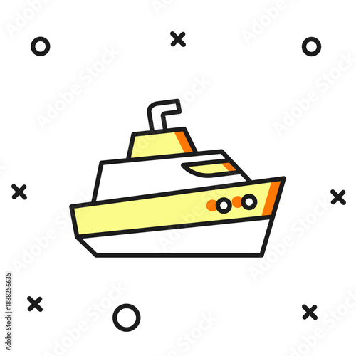 Filled outline Speedboat icon isolated on white background. Flat filled outline style with shadow. Vector