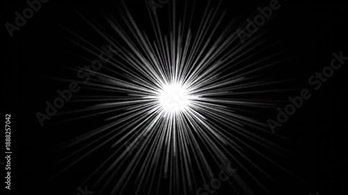 Bright white light burst effect against black background abstract design