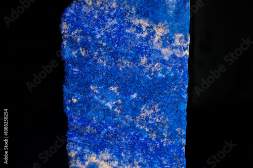 Fotografie Lapis Lazuli Mineral Specimen Fluorescing Under Ultraviolet UV Li
