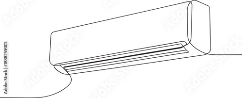 Air conditioner one continuous line art, Vector illustration, One line art, Line art graphic style