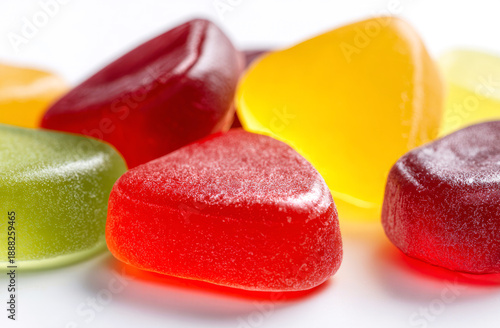 Colorful Assorted Fruit Jelly Candies Close-Up View.