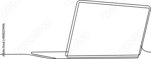 Laptop one continuous line art, Vector illustration, One line art, Line art graphic style
