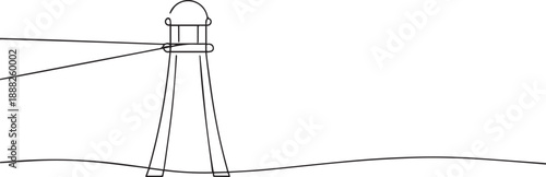 Light house one continuous line art, Vector illustration, One line art, Line art graphic style