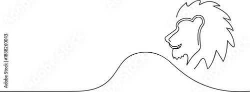 Lion head one continuous line art, Vector illustration, One line art, Line art graphic style