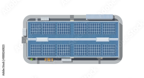 Solar Panel Array on a Rooftop with Grid Pattern.